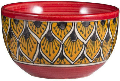 caffeine Dining Katori Bowl Ceramic/Stoneware in Orange Morocco (1 pc) Handmade Ceramic Bowl(Orange, Yellow, Pack of 1)