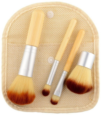

SHAFIRE 4x Natural Bamboo Handle Makeup Tool Brush Set Foundation Powder Kabuki Kit(Pack of 4)