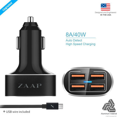 

ZAAP 2.4 Amp Turbo Car Charger(Black)