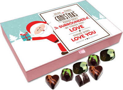 

Chocholik Christmas Gift Box - May You Be Surrounded With Loved Ones On This Christmas Chocolate Box - 12pc Truffles(144 g)