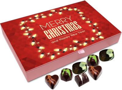

Chocholik Christmas Gift Box - Merry Christmas And Happy New Year Chocolate Box - 12pc Truffles(144 g)