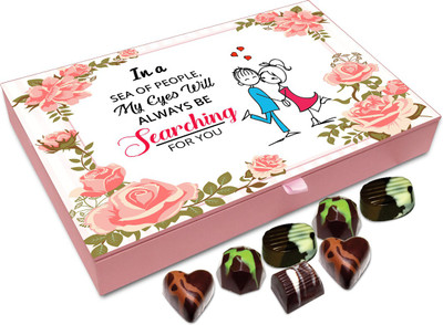 

Chocholik Gift Box - In A Sea Of People My Eyes Will Always Be Searching For You Chocolate Box - 12pc Truffles(144 g)