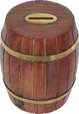 

CraftOnline Money box, Toy Bank, Coin Box made in wood Coin Bank(Brown)