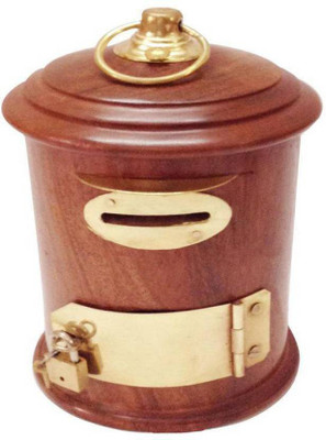 

CraftOnline Handmade Wooden Money Box / Gulak in Letter box Shape Coin Bank(Brown)
