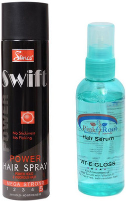 

Simco Swift Power Hair Spray, Pink Root Hair Serum(Set of 2)