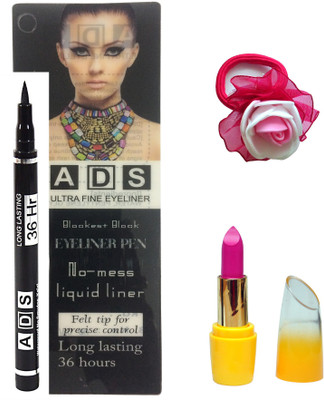 

ADS Ultra Fine Pen Eyeliner Long Lasting 36 Hours, Lipstick and band(Set of 3)