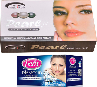 

Fem Diamond Bleach, Pink Root Pearl Facial Kit 83g(Set of 2)