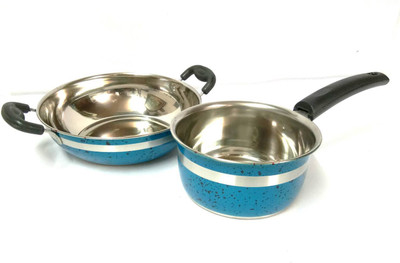 

Mahavir STAINLESS STEEL KADHAI AND MILK PAN Cookware Set(Stainless Steel, 2 - Piece), Blue