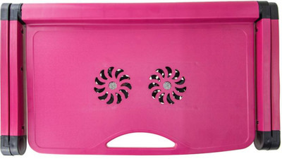 

ZEVORA Portable Folding Laptop Desk Stand Laptop Table with Adjustable Legs, 2 Cooling Fans and USB Port, Multi-Functional Laptop Cooling Pad(Pink)