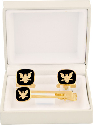 Maruti Tie Metal Cufflink & Tie Pin Set(Black)