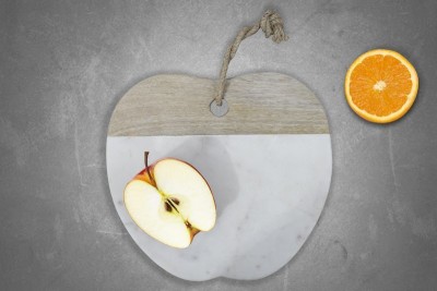 

Organic Home Apple shaped Chopping Board Marble, Wood Cutting Board(White, Brown)