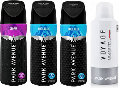 

Park Avenue 1 Storm and 2 Cool Blue and 1 Voyage Deodorant Combo for Men (Pack of 4) Deodorant Spray - For Men(520 ml, Pack of 4)