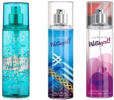 

LAYERR WOTTAGIRL SECRET CRUSH FRAGRANT BODY SPLASH + WOTTAGIRL DEEP SPACE FRAGRANT BODY SPLASH + WOTTAGIRL FANTASY FRAGRANT BODY SPLASH Body Spray - For Women(135 ml, Pack of 3)