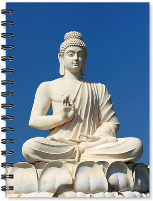 

100yellow A5 Notebook(Notebook | Buddha Printed Wire Bound Spiral Notebook/ Designer Covers Combined With Ruled Sheets Notebook/ Office Stationery/School Supplies/Diary (White), Multicolor)