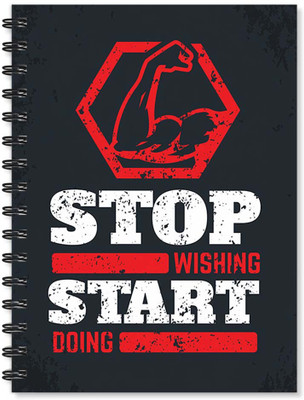 

100yellow A5 Notebook(Notebook | Stop Wishing Start Doing Printed Notebook | Designer Wire Bound Ruled Paper Sheets Personal And Office Stationary Notebooks Diary, Multicolor)