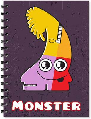 

100yellow A5 Notebook(Notebook | Monster Printed Notebook | Funny Quotes Printed | Designer Wire Bound Ruled Paper Sheets Personal And Office Stationary Notebooks Diary- A5 Size (Purple), Multicolor)
