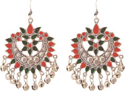 HIGH TRENDZ Oxidised Silver Afghani Tribal Dangler Chandbali Alloy Drops & Danglers