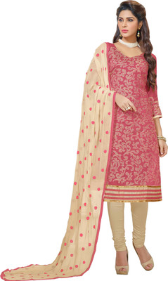 

Jiya Chanderi Self Design, Embroidered Salwar Suit Dupatta Material(Un-stitched), Beige;pink