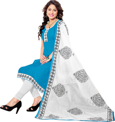 

Jiya Cotton Self Design Salwar Suit Dupatta Material(Un-stitched), Blue;white