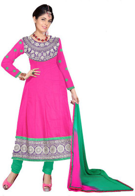 

Khushali Cotton Self Design Salwar Suit Dupatta Material(Un-stitched), Pink;green
