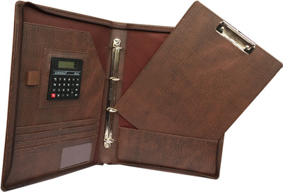 SAW LEATHER GOODS Faux Leather FIle Folder(Set Of 1, Brown)