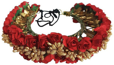 Confidence South Indian Bridal Hair Gajra / Veni Hairs Accessories For Bun juda Decoration Hair Accessory Set(White, Red) Flipkart