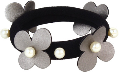 

FAYON Daily Casual Work Silver Tiny Flowers With Pearl Rubber Band(Silver)