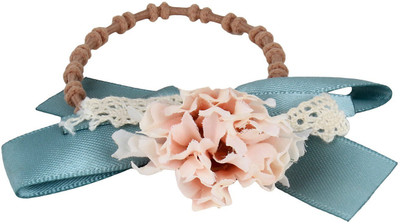 

FAYON Party Style Diva Peach Floral With Blue Lace Rubber Band(Pink)