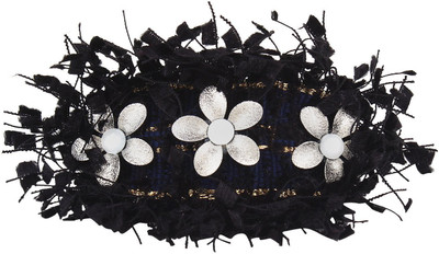 

FAYON Daily Casual Work Black Silver Floral Rubber Band(Black)