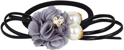 

FAYON Daily Casual Work Grey Daisy Pearl Crystal Rubber Band(Grey)