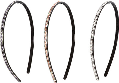 

Bijou Vertex Sparkling Crystal Pack of 3 Hair Band(Black)