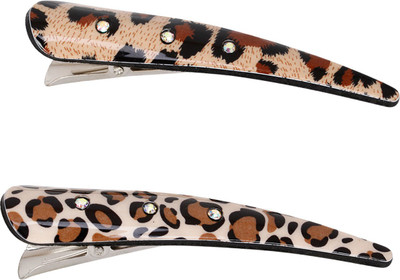 

Bijou Vertex Leopard Printed Pack of 2 Hair Clip(Multicolor)