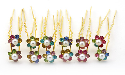 

Sringhar Hair pins pack of 12 Hair Pin(Multicolor)