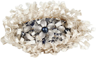 

FAYON Chic Stylish White Silver Floral Rubber Band(White)