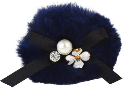 

FAYON Funky Fashion Blue Soft Ball Flower Pearl and Crystal Rubber Band(Blue)