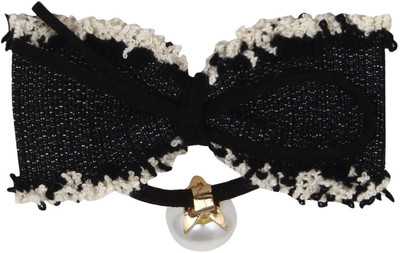 

FAYON Designer Modern Black Bow Pearl Rubber Band(Black)
