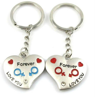 

JaisBoy Love You Forever Metal 2 Heart Shape Keychain Key Chain Key Chain