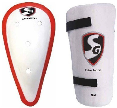 

SG Combo of Two, one 'Litevate' Abdominal Guard and one 'Test' Thigh Guard (Color On Availability)- Cricket Kit