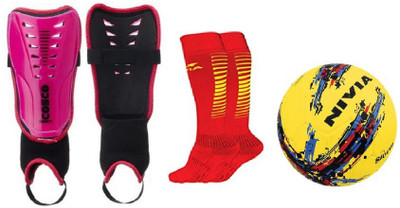 

Cosco Combo of three, one Pair of 'Impact' Shin Guard, one 'Storm' Football and one Pair of 'Encounter' Socks (Color On Availability) - Football Kit