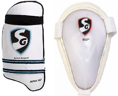 

SG Combo of Two, one 'Test' Abdominal Guard and one 'Super Test' Thigh Guard (Color On Availability)- Cricket Kit