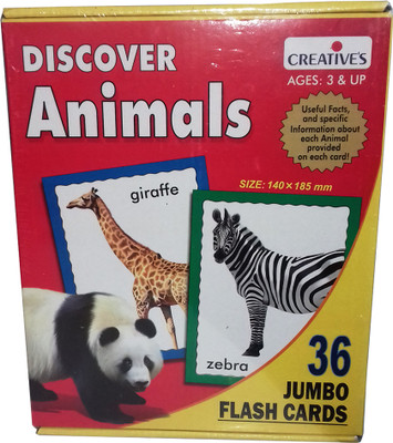 

kidoz kingdom CREATIVES 36 JUMBO FLASH CARDS - ANIMALS(Multicolor)