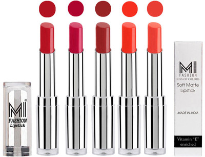 

MI Fashion Pout-Perfect Creamy Matte Lipstick Set in 5 Vibrant Colours(Red Alert,Dark Magenta,Brown Sugar,Orange Crush,Coral Glamour)