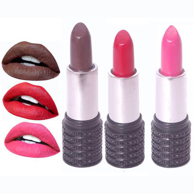 

Makeup Mania Moist. Matte Lipstick, Satin Soft, Vibrant Combo of Three(Rose Pink, Brown, Red)