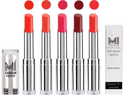 

MI Fashion Pout-Perfect Creamy Matte Lipstick Set in 5 Vibrant Colours(Orange Crush,Coral Glamour,Magenta,Maroon Rebel,Orange Fever)
