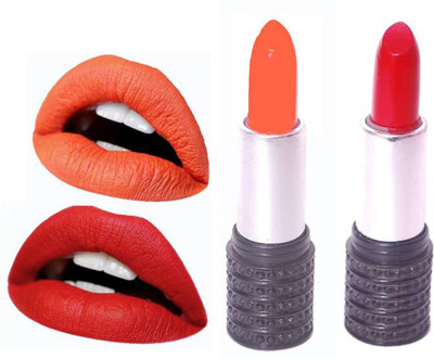 

Makeup Mania Moist. Matte Lipstick, Satin Soft, Vibrant Combo of Two(Red, Orange)