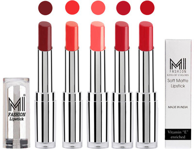 

MI Fashion Pout-Perfect Creamy Matte Lipstick Set in 5 Vibrant Colours(Maroon Rebel,Orange Fever,Matelic Nude,Red Alert,Pouty Pink)