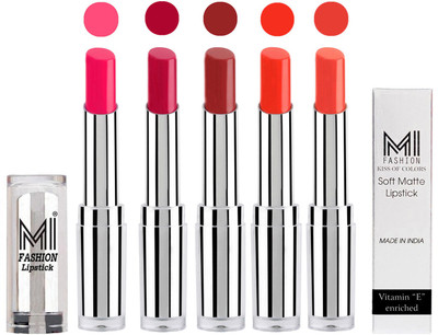 

MI Fashion Pout-Perfect Creamy Matte Lipstick Set in 5 Vibrant Colours(Rosy Pink,Dark Magenta,Brown Sugar,Orange Crush,Coral Glamour)