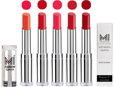 

MI Fashion Pout-Perfect Creamy Matte Lipstick Set in 5 Vibrant Colours(Brick Red,Romantic Red,Magenta,Red Alert,Dry Red)