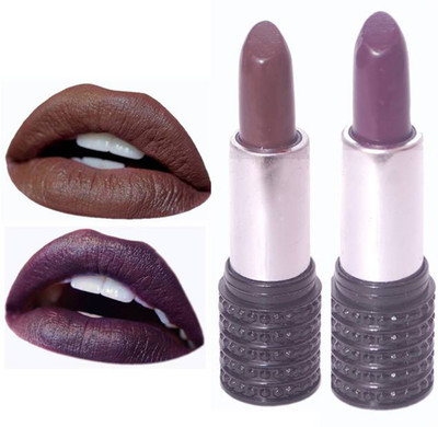 

Makeup Mania Moist. Matte Lipstick, Satin Soft, Vibrant Combo of Two(Eggplant Purple, Brown, 7.6 g)