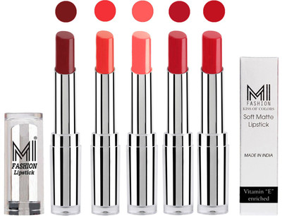 

MI Fashion Pout-Perfect Creamy Matte Lipstick Set in 5 Vibrant Colours(Maroon Rebel,Orange Fever,Matelic Nude,Red Alert,Romantic Red)